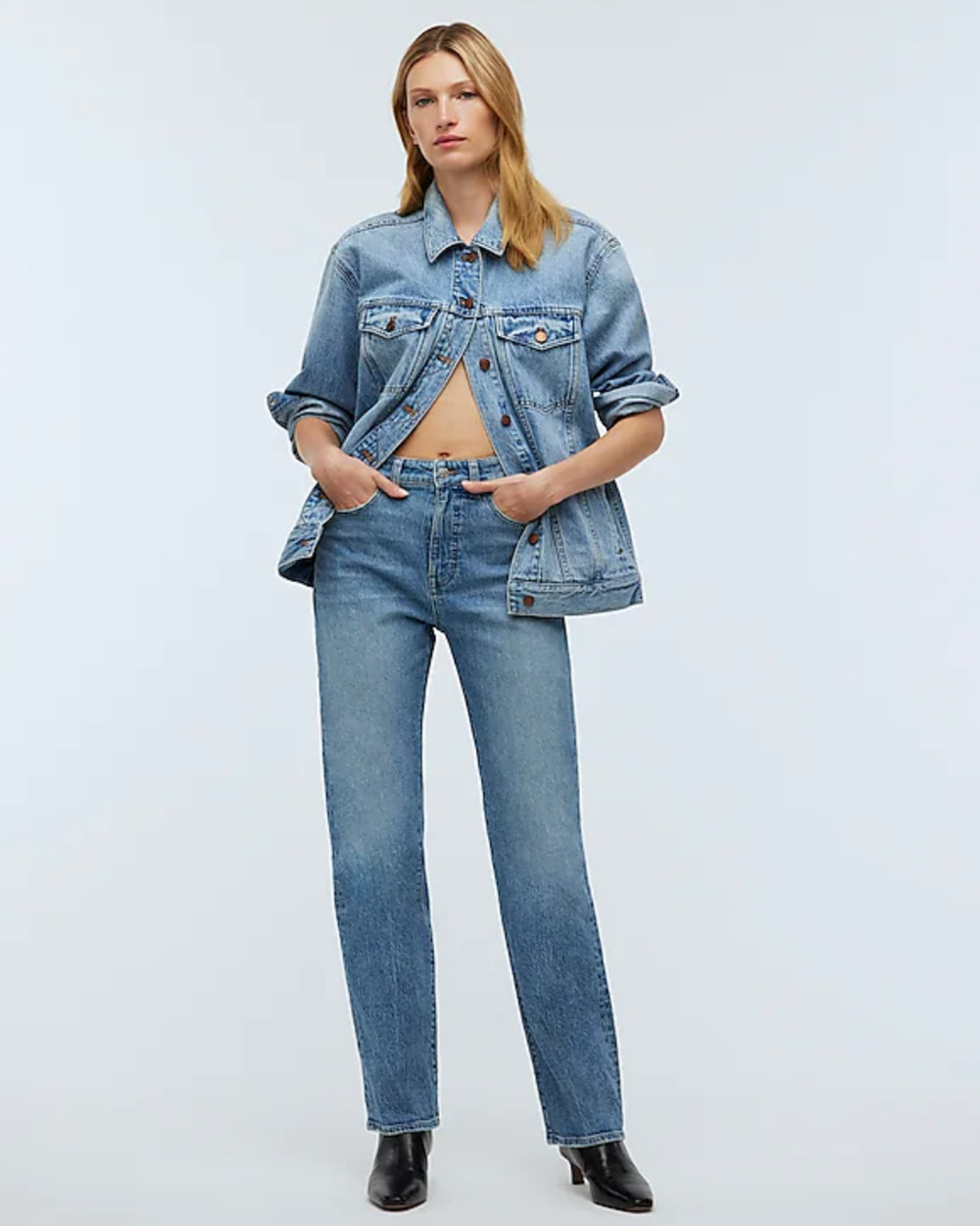 NEW Madewell The Petite 90s Straight Jean Rondell Wash Crease Relaxed US 23 P